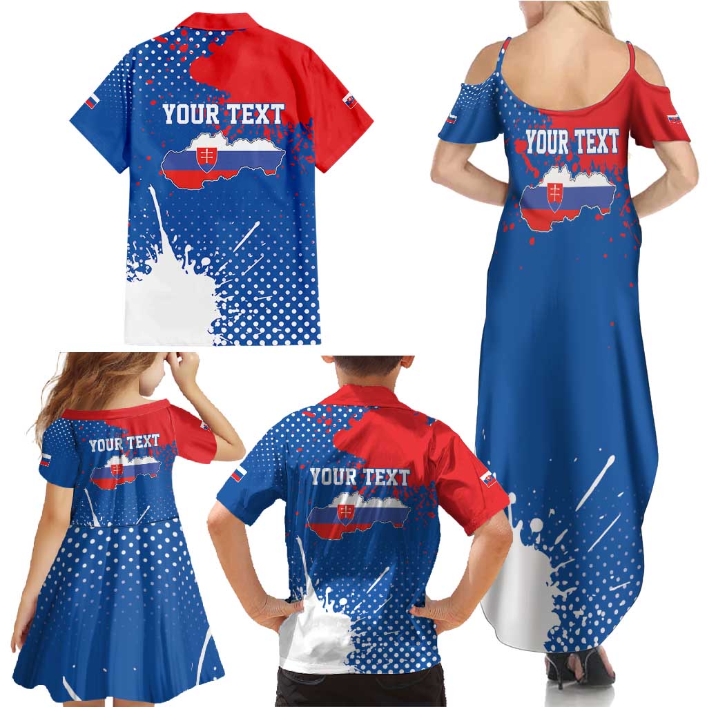 Personalized Slovakia Coat of Arms Family Matching Summer Maxi Dress and Hawaiian Shirt Map Flag Style