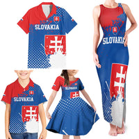 Personalized Slovakia Coat of Arms Family Matching Tank Maxi Dress and Hawaiian Shirt Map Flag Style