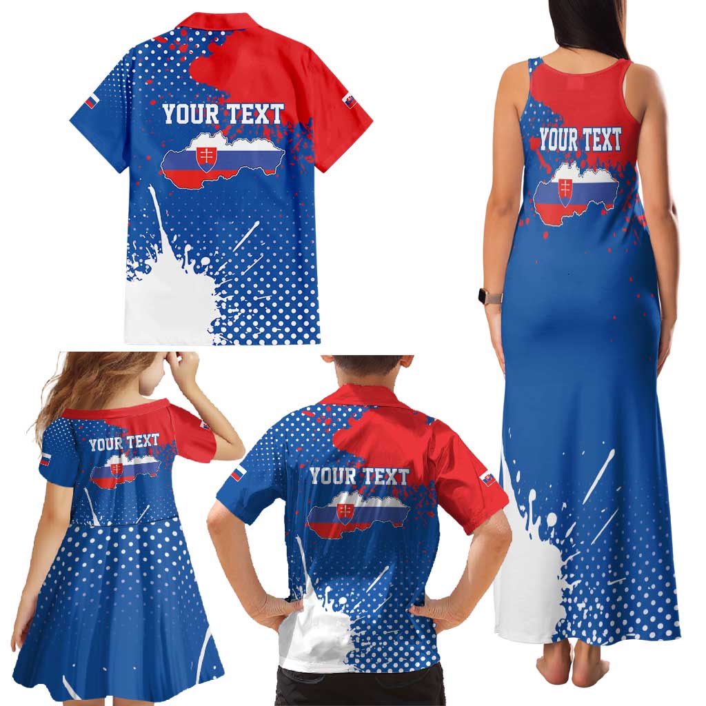 Personalized Slovakia Coat of Arms Family Matching Tank Maxi Dress and Hawaiian Shirt Map Flag Style