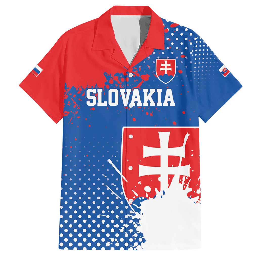 Personalized Slovakia Coat of Arms Hawaiian Shirt Map Flag Style