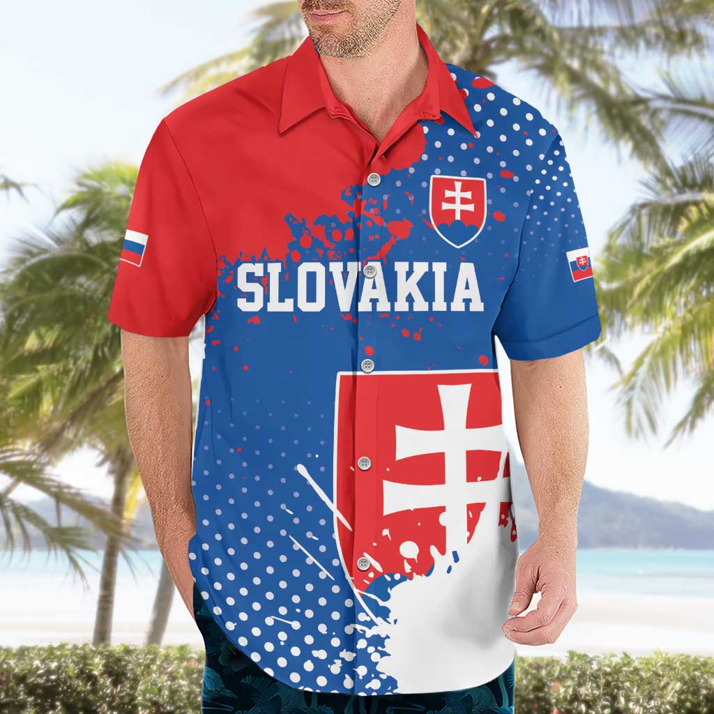 Personalized Slovakia Coat of Arms Hawaiian Shirt Map Flag Style