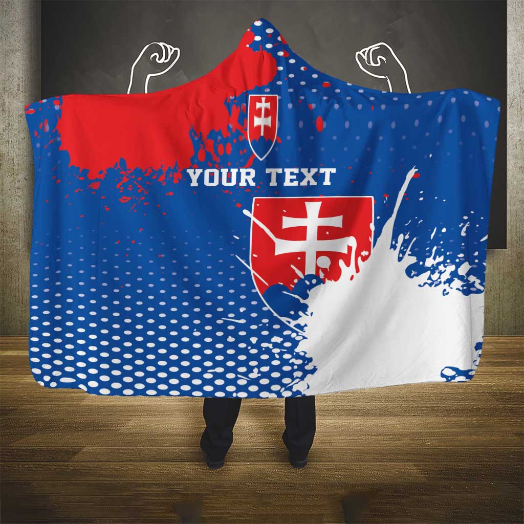Personalized Slovakia Coat of Arms Hooded Blanket Map Flag Style