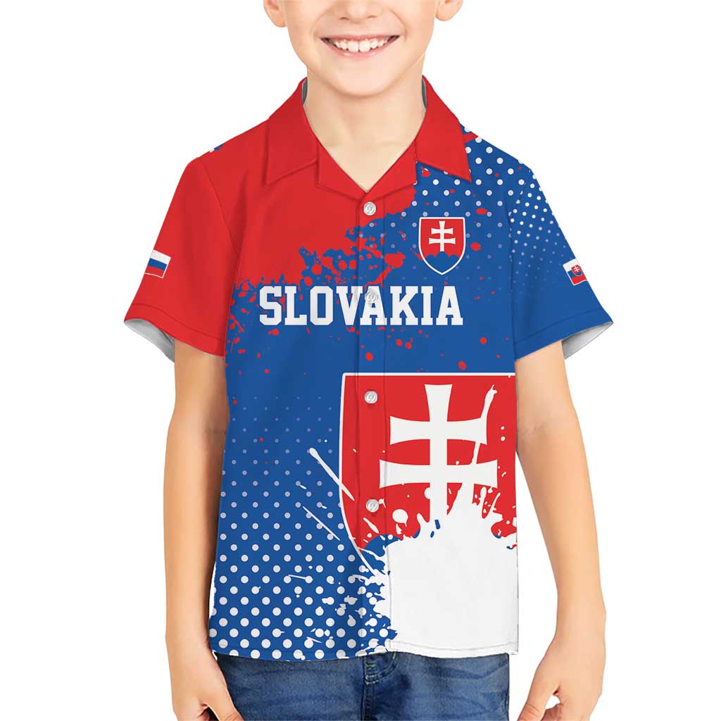 Personalized Slovakia Coat of Arms Kid Hawaiian Shirt Map Flag Style