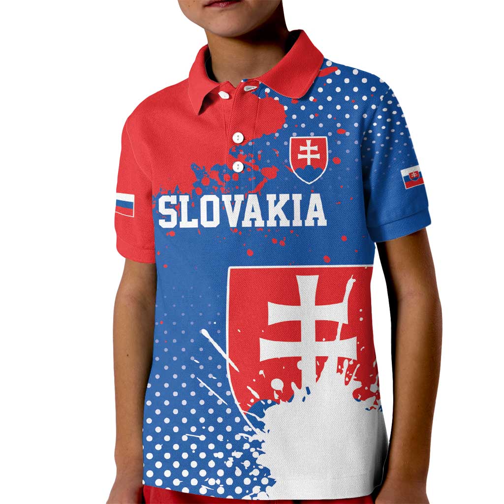 Personalized Slovakia Coat of Arms Kid Polo Shirt Map Flag Style