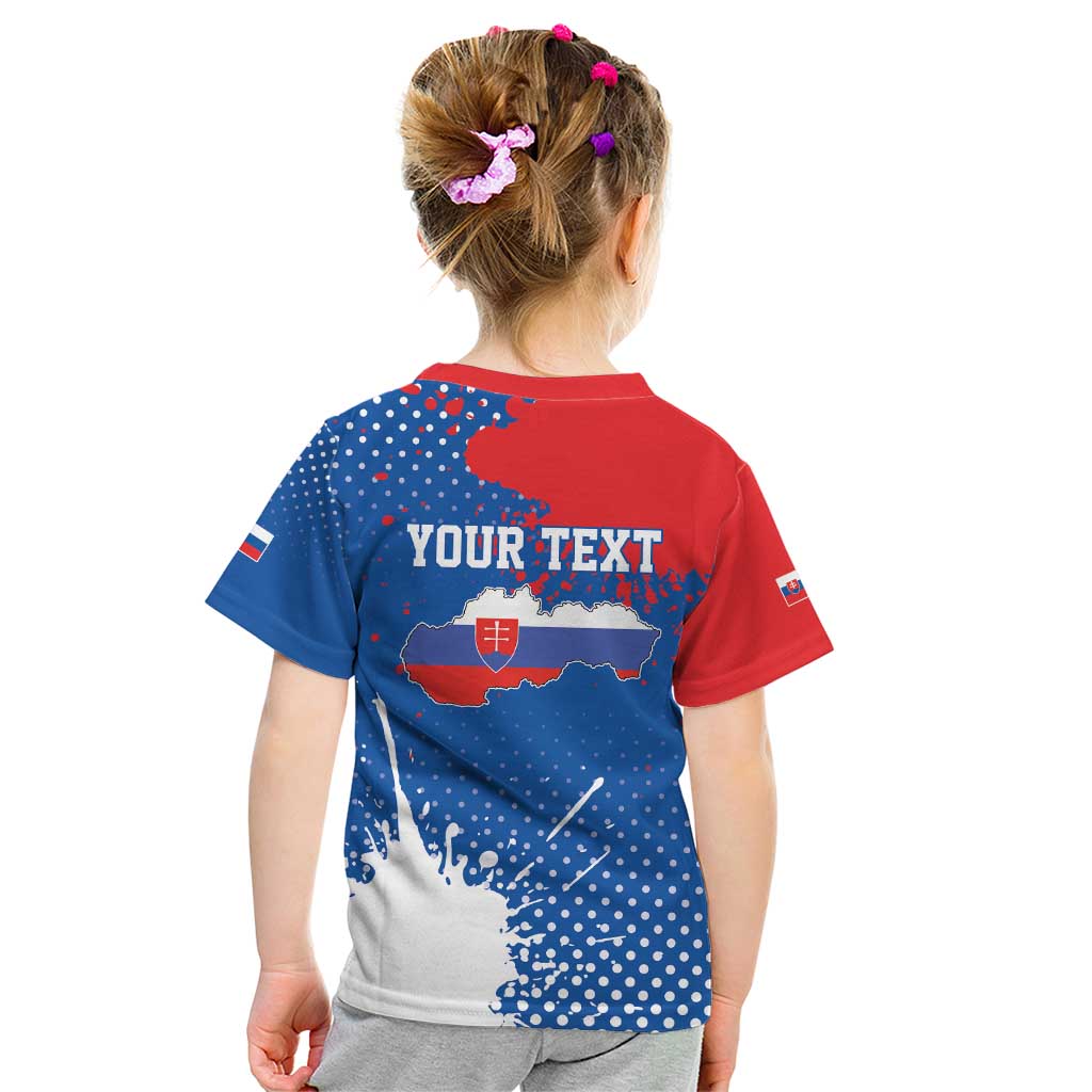 Personalized Slovakia Coat of Arms Kid T Shirt Map Flag Style