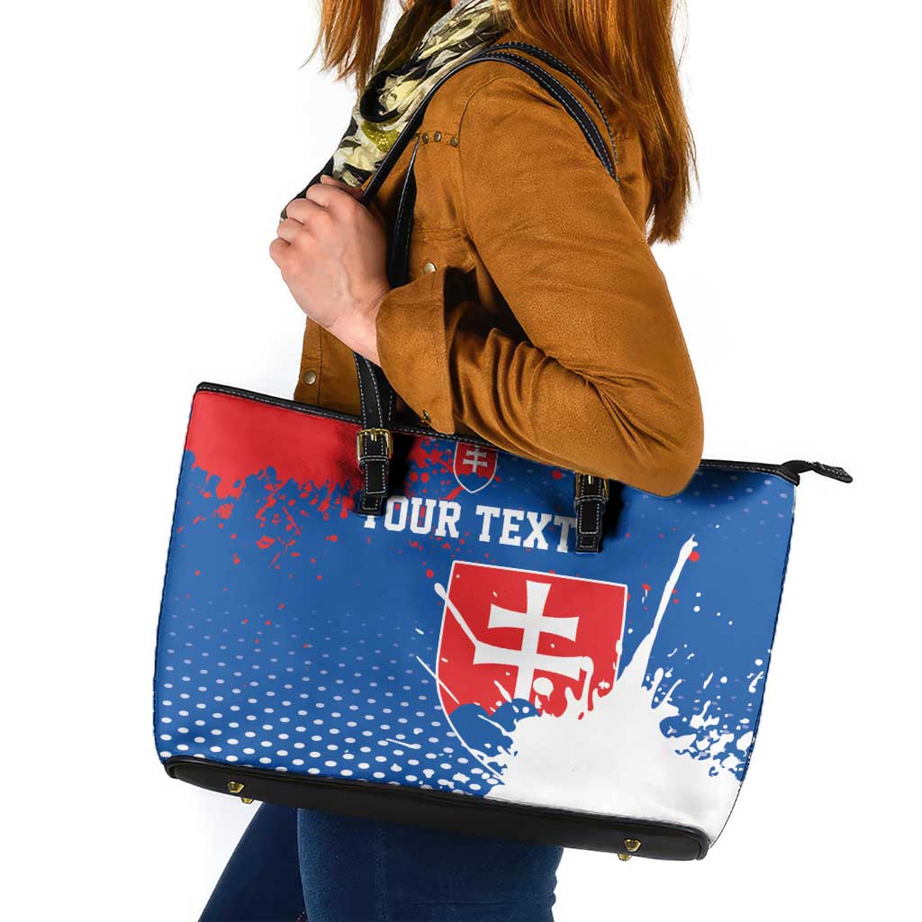 Personalized Slovakia Coat of Arms Leather Tote Bag Map Flag Style
