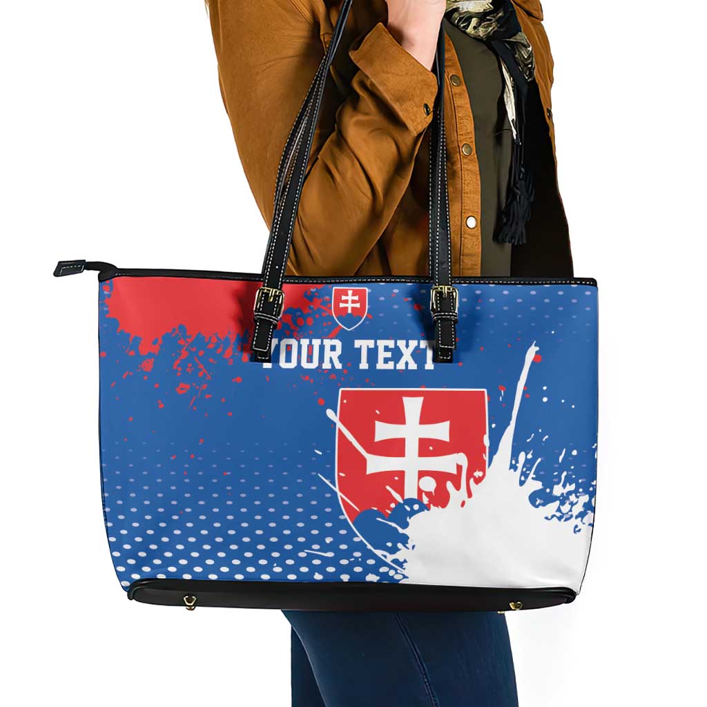 Personalized Slovakia Coat of Arms Leather Tote Bag Map Flag Style