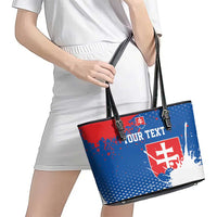 Personalized Slovakia Coat of Arms Leather Tote Bag Map Flag Style