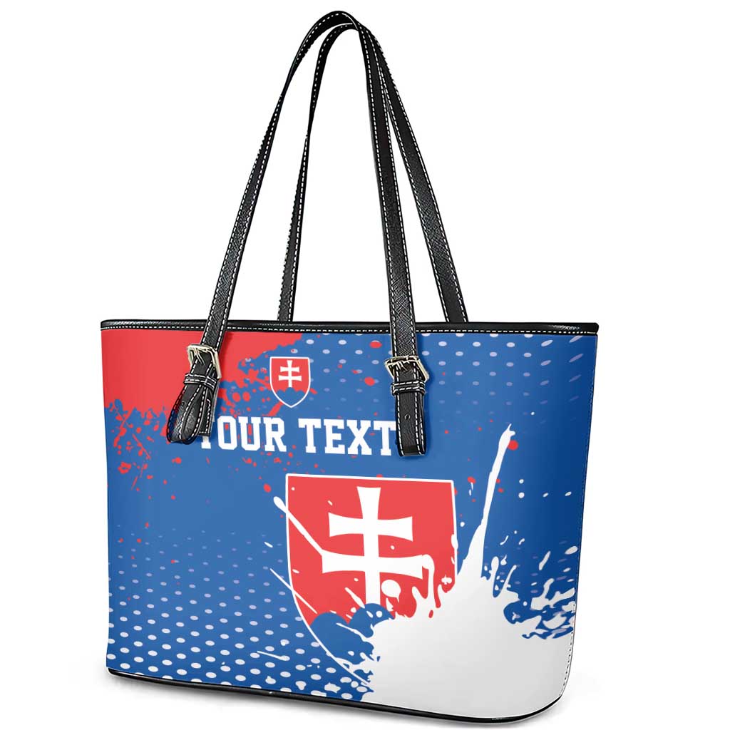 Personalized Slovakia Coat of Arms Leather Tote Bag Map Flag Style