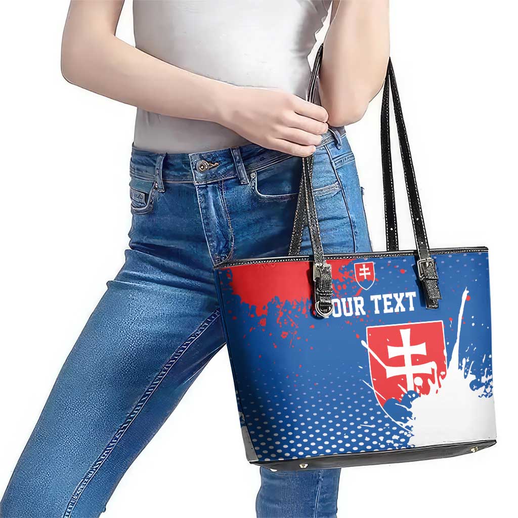 Personalized Slovakia Coat of Arms Leather Tote Bag Map Flag Style