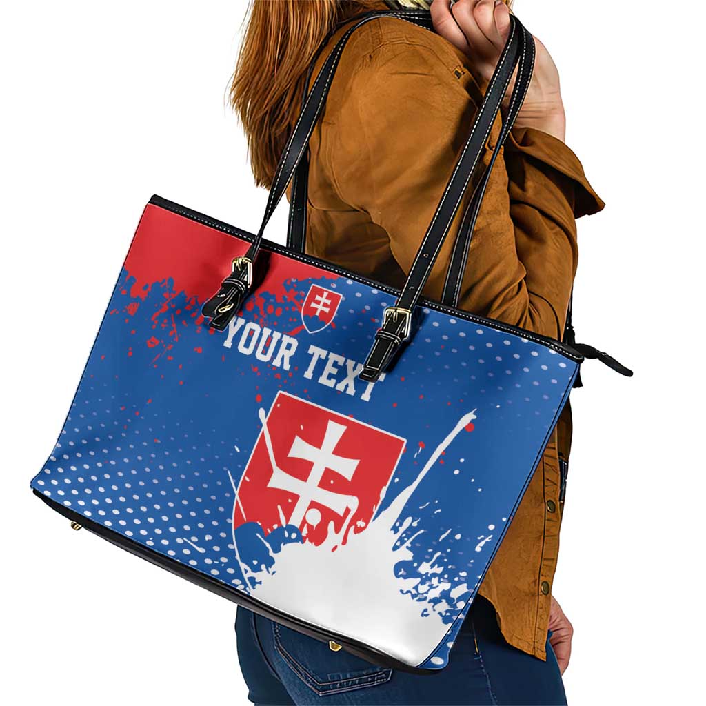 Personalized Slovakia Coat of Arms Leather Tote Bag Map Flag Style