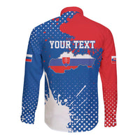 Personalized Slovakia Coat of Arms Long Sleeve Button Shirt Map Flag Style