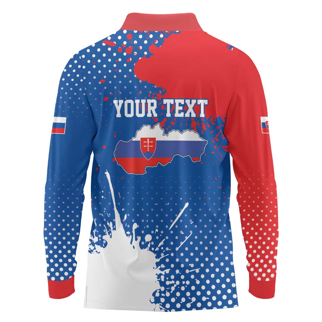 Personalized Slovakia Coat of Arms Long Sleeve Polo Shirt Map Flag Style