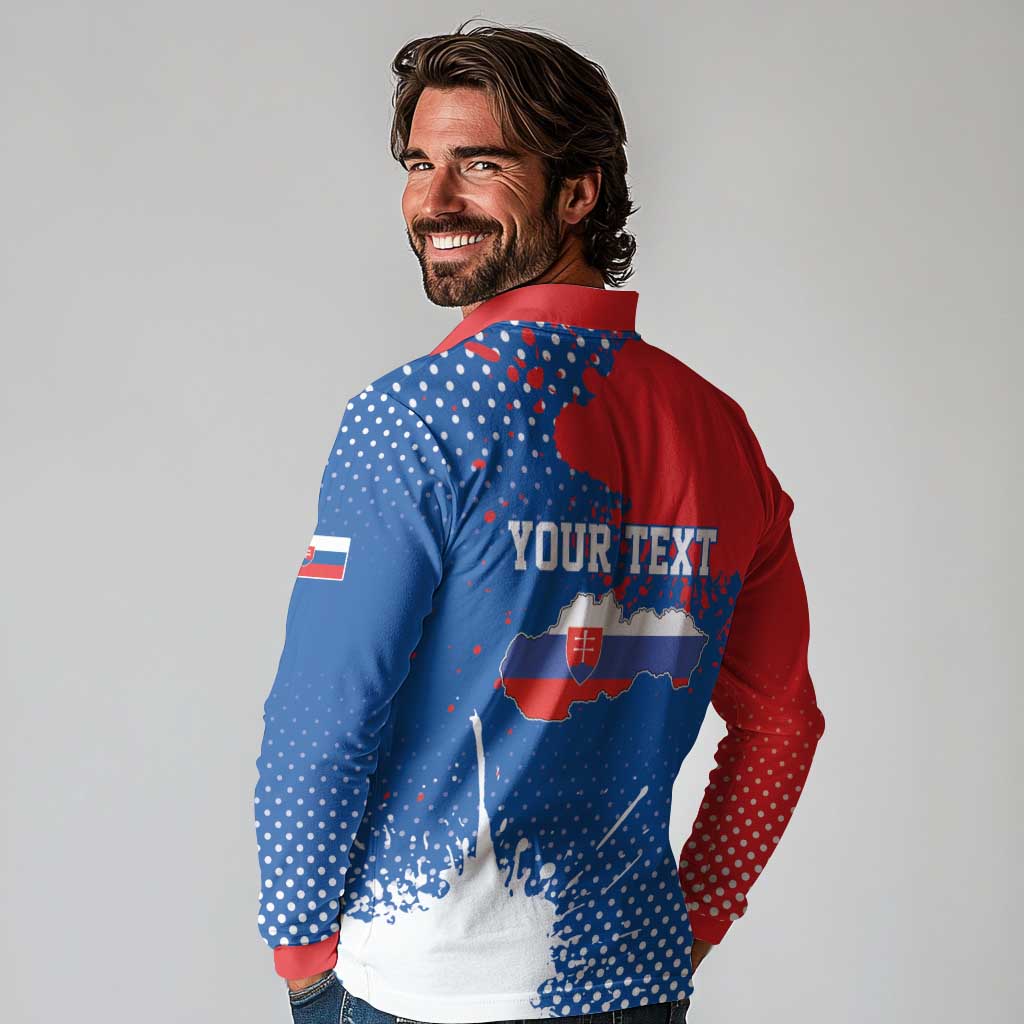 Personalized Slovakia Coat of Arms Long Sleeve Polo Shirt Map Flag Style