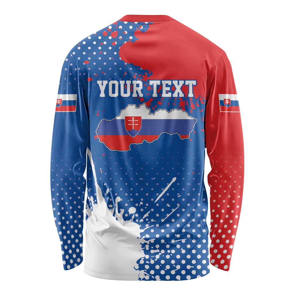 Personalized Slovakia Coat of Arms Long Sleeve Shirt Map Flag Style