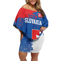 Personalized Slovakia Coat of Arms Off Shoulder Short Dress Map Flag Style