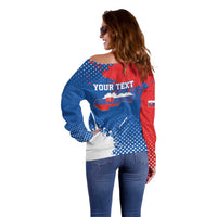 Personalized Slovakia Coat of Arms Off Shoulder Sweater Map Flag Style