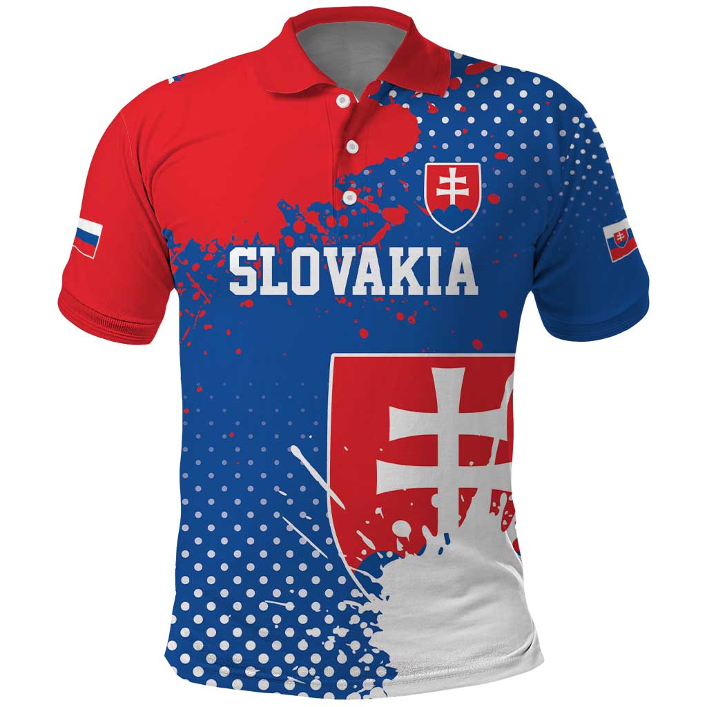 Personalized Slovakia Coat of Arms Polo Shirt Map Flag Style