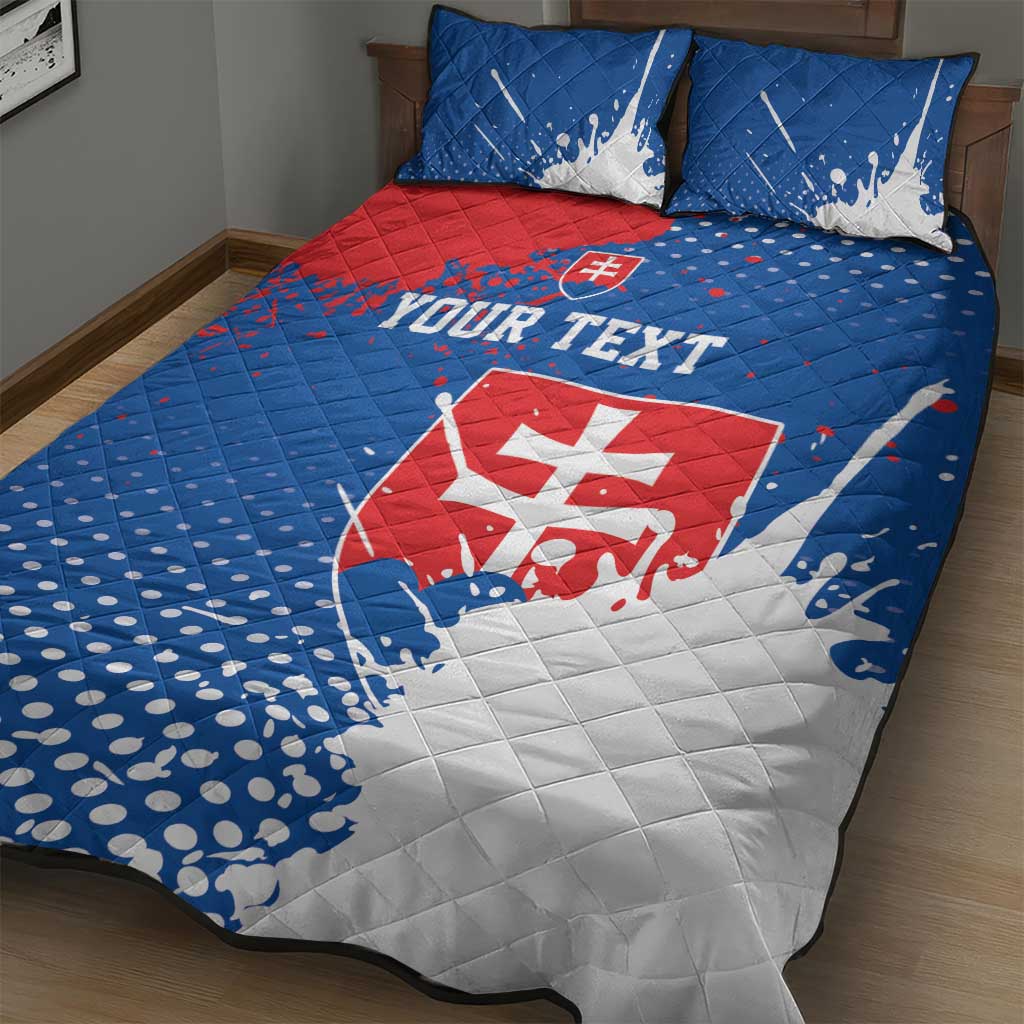 Personalized Slovakia Coat of Arms Quilt Bed Set Map Flag Style