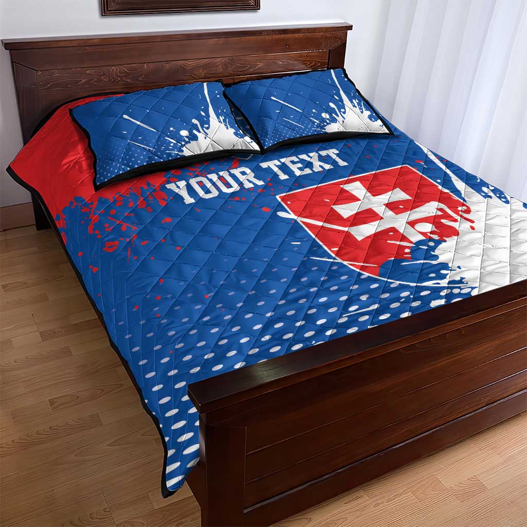 Personalized Slovakia Coat of Arms Quilt Bed Set Map Flag Style