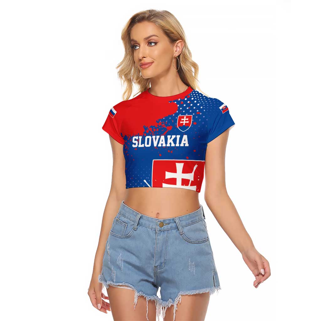 Personalized Slovakia Coat of Arms Raglan Cropped T Shirt Map Flag Style