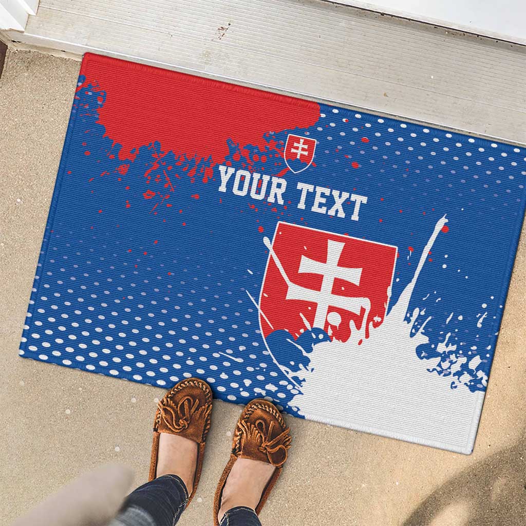 Personalized Slovakia Coat of Arms Rubber Doormat Map Flag Style