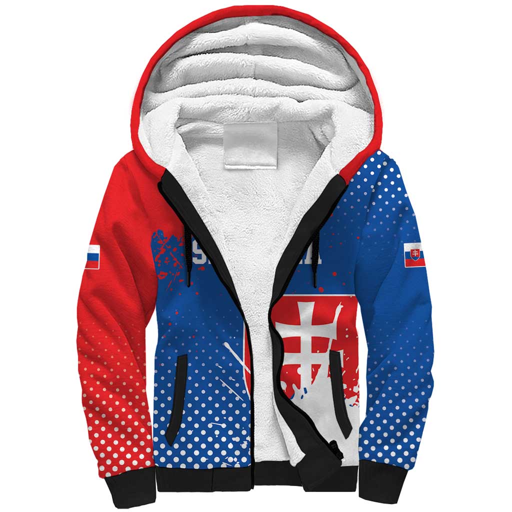 Personalized Slovakia Coat of Arms Sherpa Hoodie Map Flag Style
