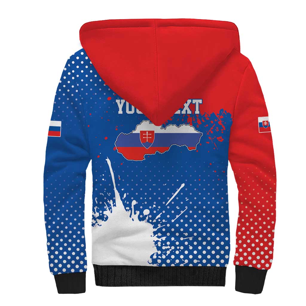 Personalized Slovakia Coat of Arms Sherpa Hoodie Map Flag Style