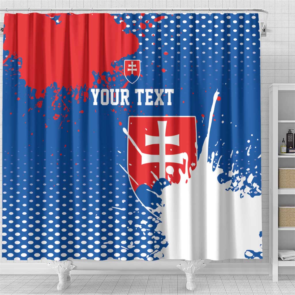 Personalized Slovakia Coat of Arms Shower Curtain Map Flag Style