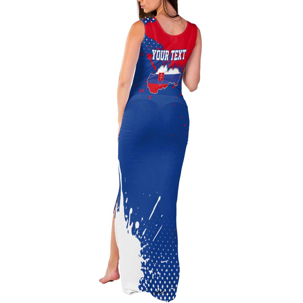 Personalized Slovakia Coat of Arms Tank Maxi Dress Map Flag Style