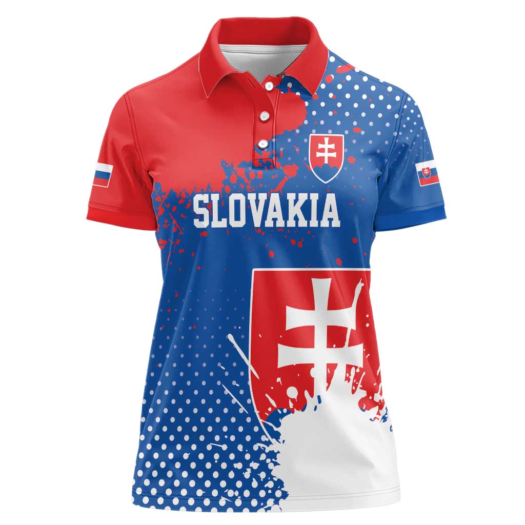 Personalized Slovakia Coat of Arms Women Polo Shirt Map Flag Style