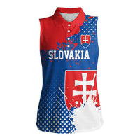 Personalized Slovakia Coat of Arms Women Sleeveless Polo Shirt Map Flag Style