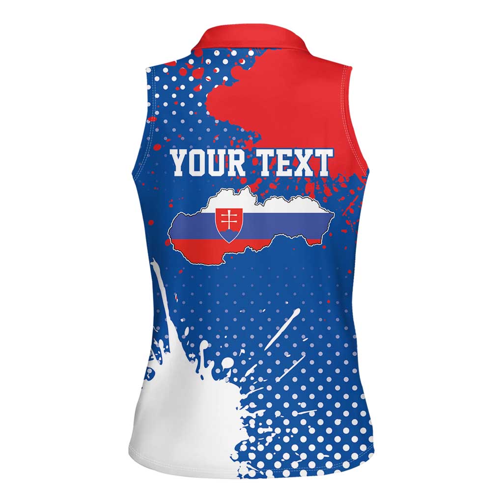 Personalized Slovakia Coat of Arms Women Sleeveless Polo Shirt Map Flag Style