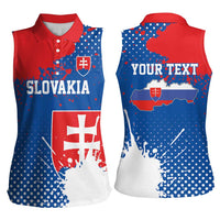 Personalized Slovakia Coat of Arms Women Sleeveless Polo Shirt Map Flag Style