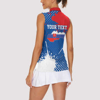 Personalized Slovakia Coat of Arms Women Sleeveless Polo Shirt Map Flag Style