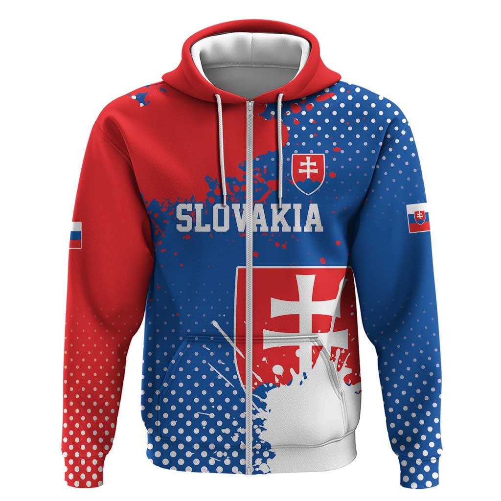Personalized Slovakia Coat of Arms Zip Hoodie Map Flag Style