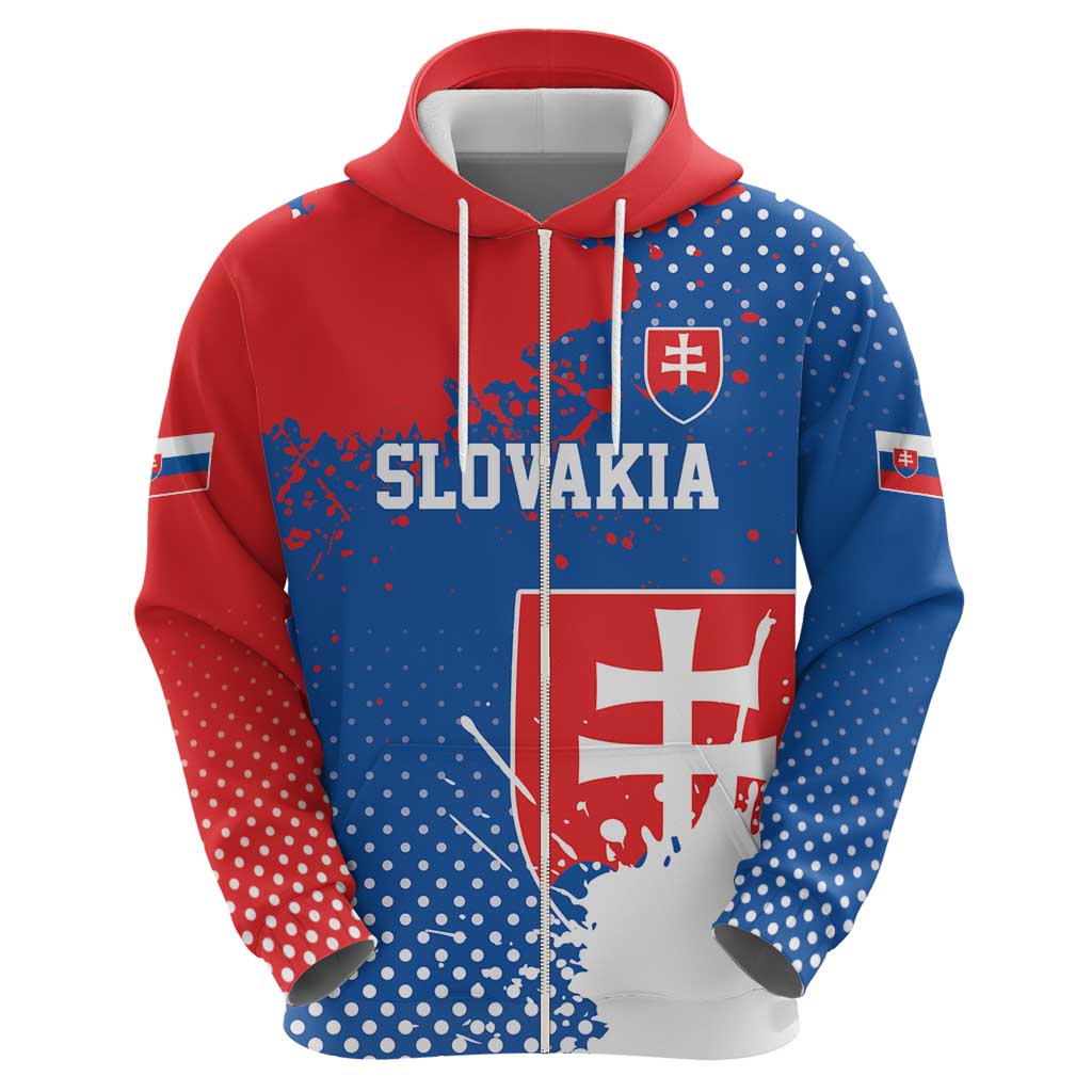 Personalized Slovakia Coat of Arms Zip Hoodie Map Flag Style