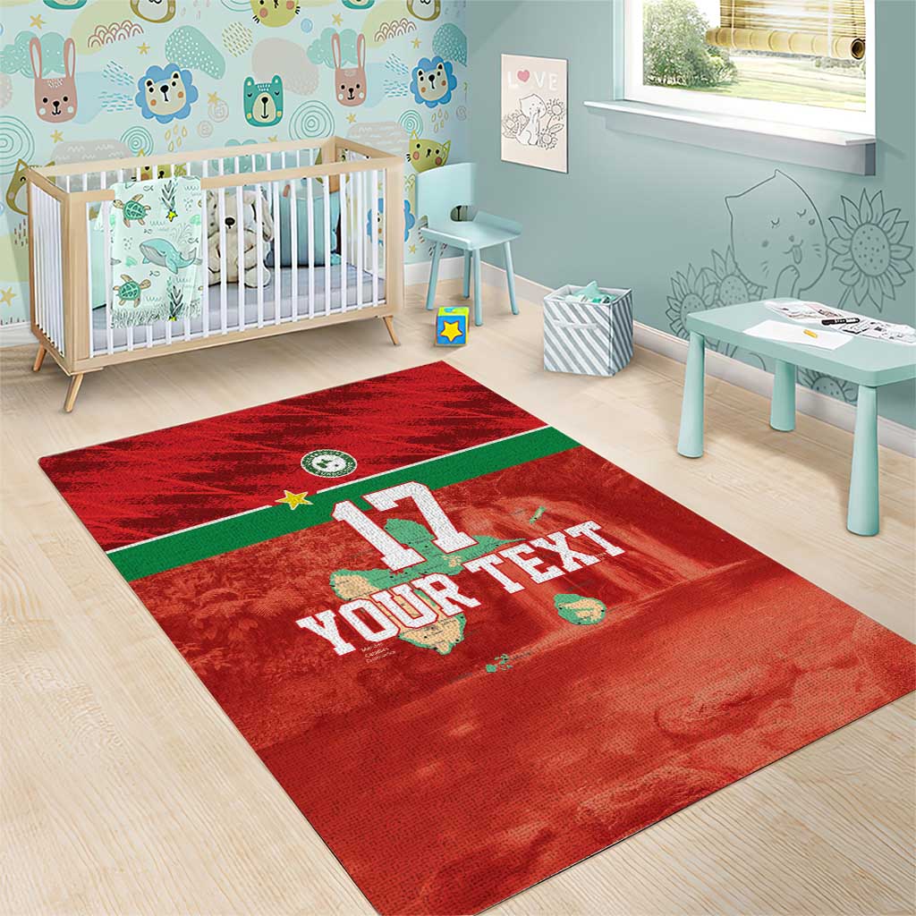 Custom Guadelope Football Area Rug Basse Terre Red Style