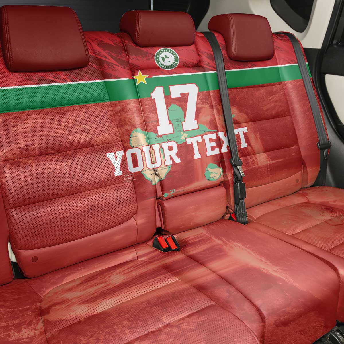 Custom Guadelope Football Back Car Seat Cover Basse Terre Red Style