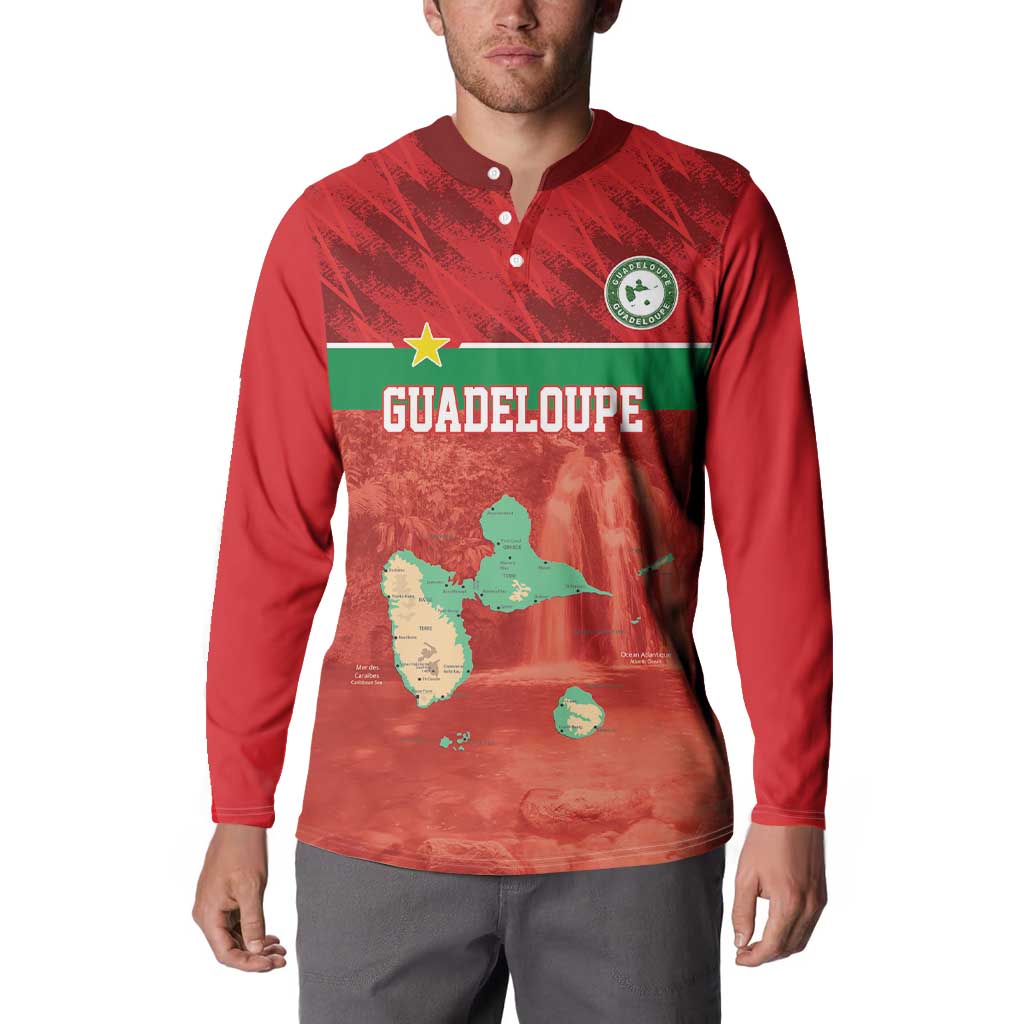Custom Guadelope Football Button Sweatshirt Basse Terre Red Style