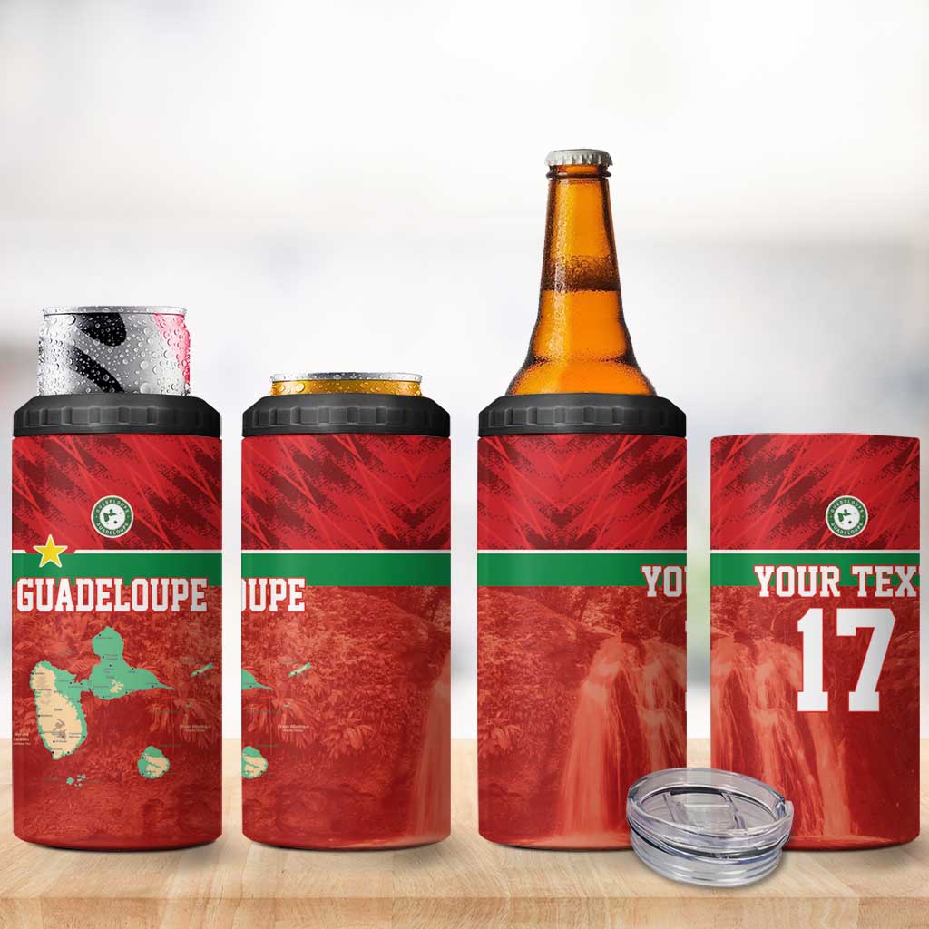 Custom Guadelope Football 4 in 1 Can Cooler Tumbler Basse Terre Red Style