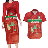 Custom Guadelope Football Couples Matching Long Sleeve Bodycon Dress and Hawaiian Shirt Basse Terre Red Style