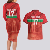 Custom Guadelope Football Couples Matching Long Sleeve Bodycon Dress and Hawaiian Shirt Basse Terre Red Style