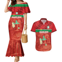 Custom Guadelope Football Couples Matching Mermaid Dress and Hawaiian Shirt Basse Terre Red Style