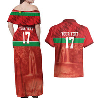 Custom Guadelope Football Couples Matching Off Shoulder Maxi Dress and Hawaiian Shirt Basse Terre Red Style
