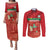 Custom Guadelope Football Couples Matching Puletasi and Long Sleeve Button Shirt Basse Terre Red Style