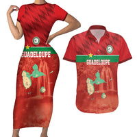 Custom Guadelope Football Couples Matching Short Sleeve Bodycon Dress and Hawaiian Shirt Basse Terre Red Style