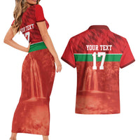 Custom Guadelope Football Couples Matching Short Sleeve Bodycon Dress and Hawaiian Shirt Basse Terre Red Style