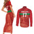 Custom Guadelope Football Couples Matching Short Sleeve Bodycon Dress and Long Sleeve Button Shirt Basse Terre Red Style