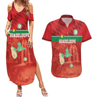 Custom Guadelope Football Couples Matching Summer Maxi Dress and Hawaiian Shirt Basse Terre Red Style